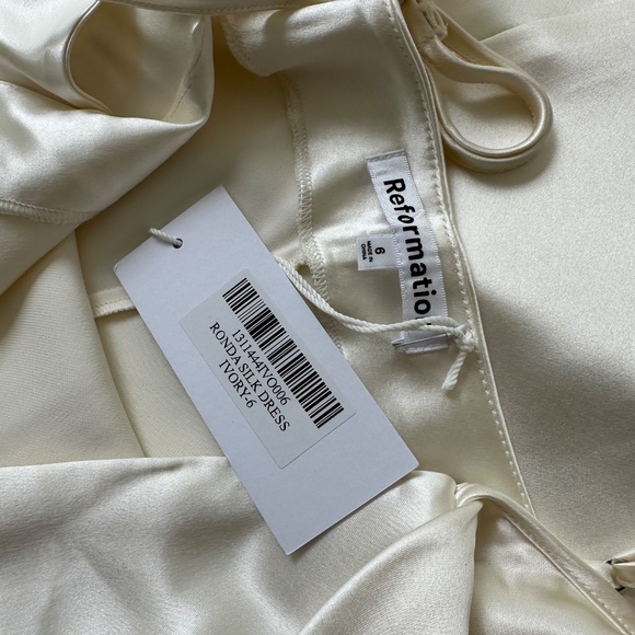 Reformation RONDA White Ivory Silk Maxi Dress Gown Size 6 Bridal Wedding w/ tag - Picture 4 of 16